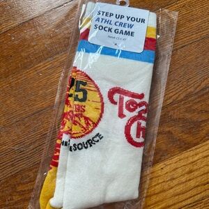 Topo Chico White and Yellow Athletic Crew Socks